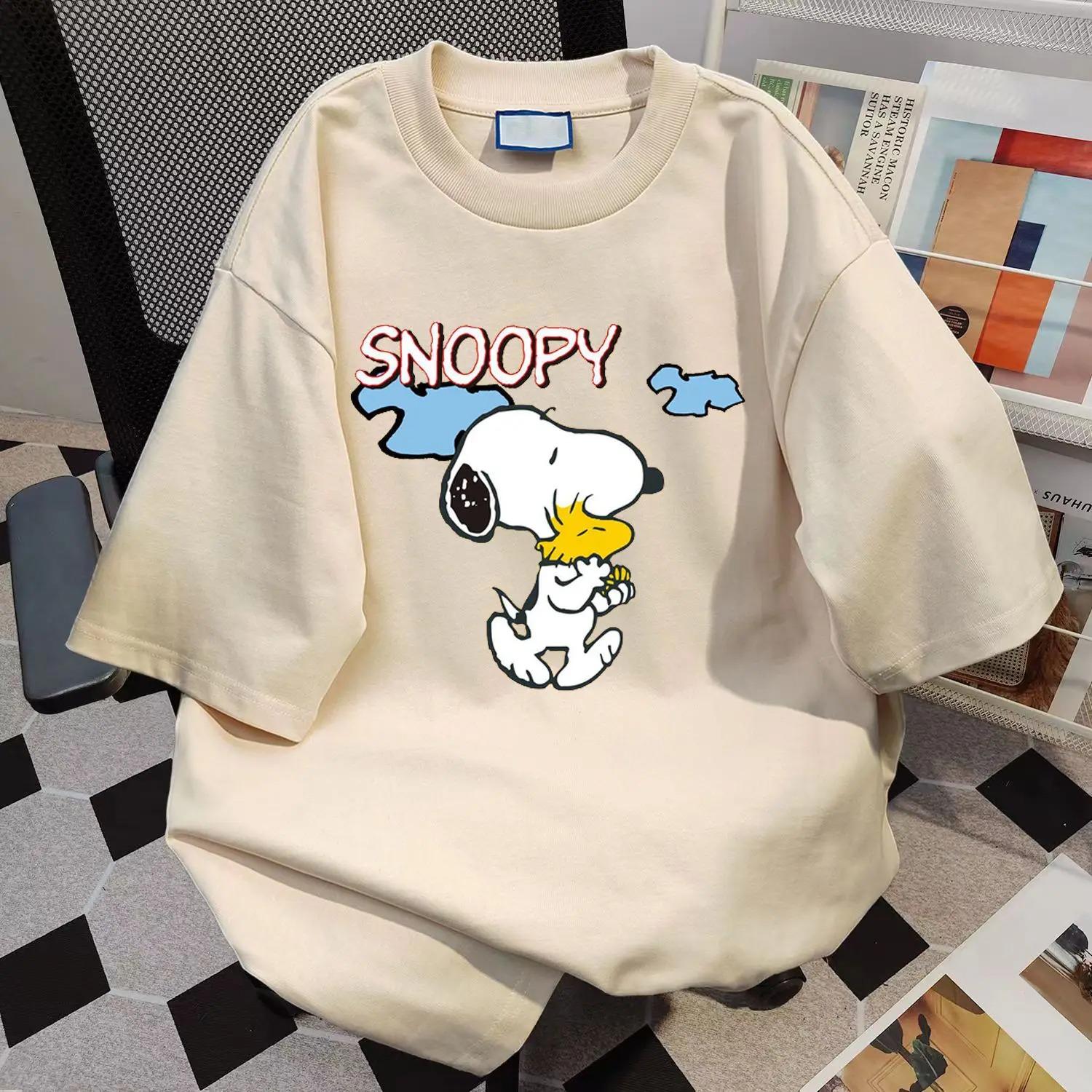 

2026 Літній Бавовняний Короткорукавний Вільний Топ Принт Snoopy Простий Повсякденний Стрункий Лаконічний Жіночий Одяг Харадзюку Топи XXXL синій