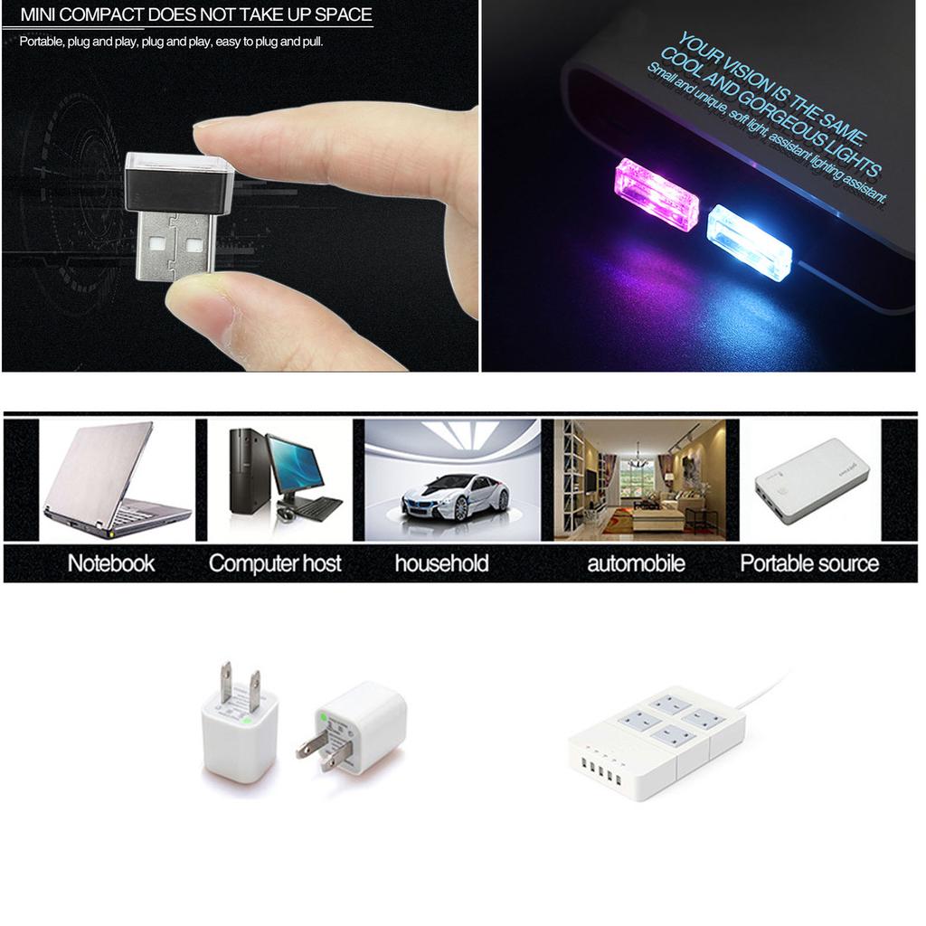 10x mini flexibilní USB LED světelný pásek do interiéru auta neonová atmosférická trubice neonová lampa