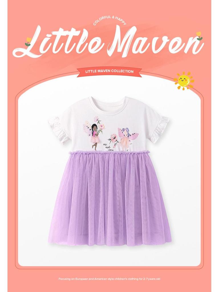 Vestido de Princesa de Verano Little Maven para Niñas - Estilo Europeo y Americano, Lindo Vestido de Malla para Bebé