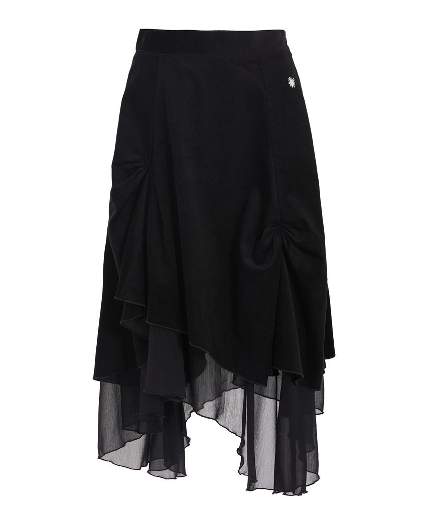 Sekeondeusolteu Salt Shirred Layered Skirt (Black)