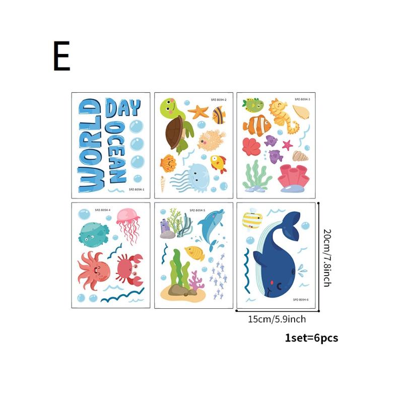 6Pcs/Set Bathtub Decoration Anti-Slip Bathtub Stickers Cartoon Coral Crab Small Fish Pattern Stickers Bathroom Pvc Frosted Batht