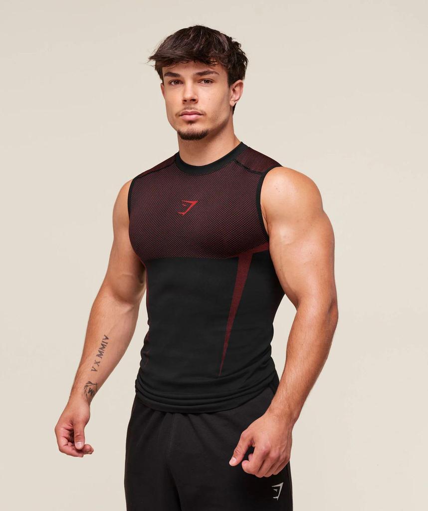 GYMSHARK Men's Breathable Tight-Fit Training Vest - Short Sleeve