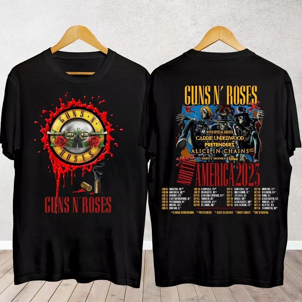 Tour 2023 American Roses Guns North World N' T-Shirt Tops Tees Men's Women's Concert Gnr Sale Unisex Hot