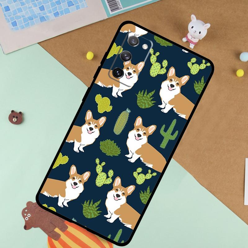 Cartoon Corgi Dog Soft Case For Samsung Galaxy S24 Ultra S9 S10 S20 S22 S23 Plus S21 FE S25 Ultra Funda Cover