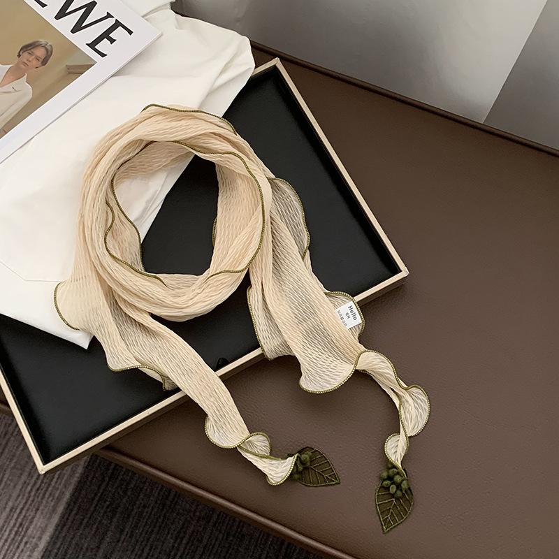 

Triangle scarf scarf female personality design small leaf pendant scarf curved edge headscarf headband hair tie silk scarf waist