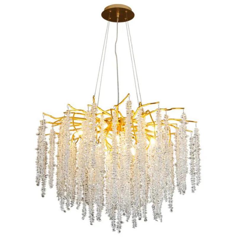 Modern living room chandelier Nordic luxury crystal chandelier decoration villa LED light bedroom lighting Ceiling pendant lamp