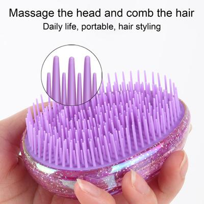 Glitter Oval Hair Brush Soft Bristles Scalp Massage Portable Travel Anti-static Mini Egg Shape Comb Kids Adults Hair Styling Detangling Brush