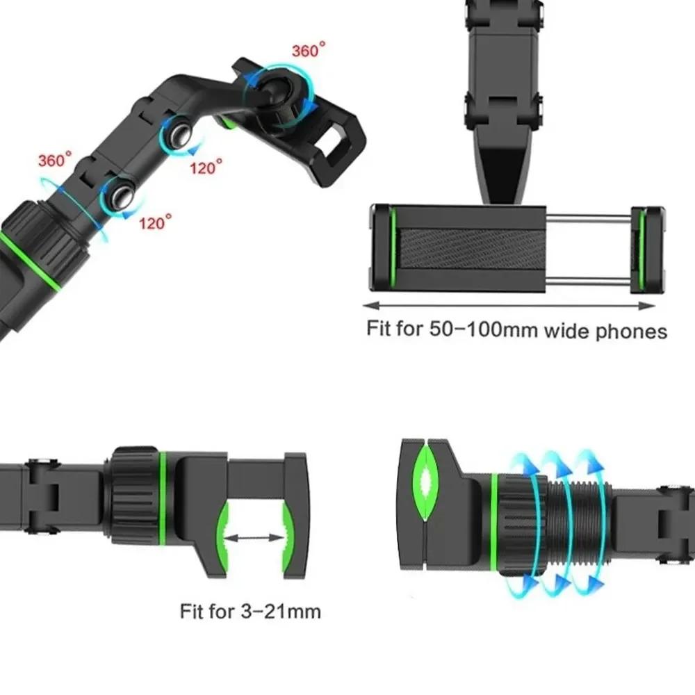 Espelho Retrovisor com Suporte de Telefone - Montagem Rotativa 360° Universal para Todos os Smartphones (GPS)