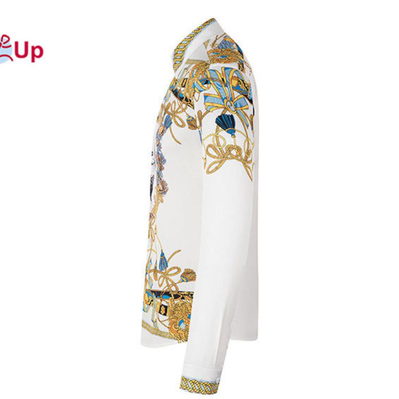 Cozy Up Mens Long Sleeve Fashion Luxury Design Print Dress Shirt