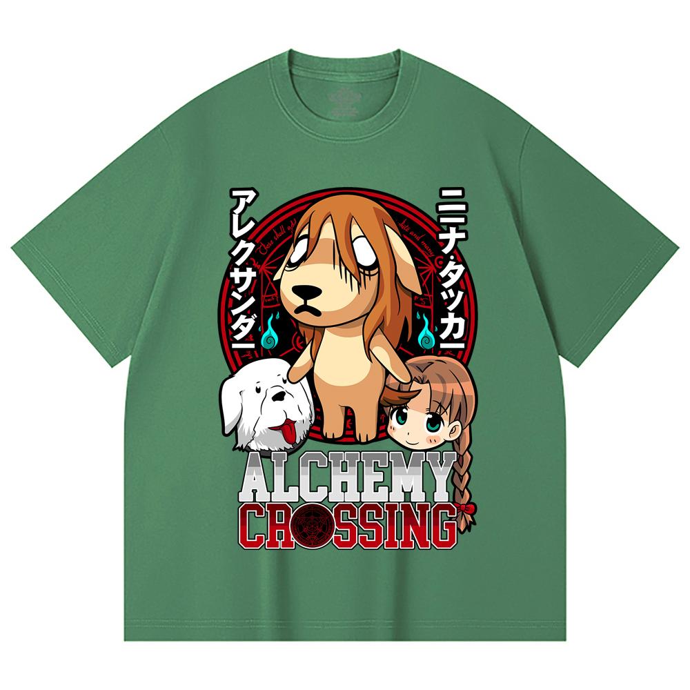 230 Gsm 100% Cotton Fullmetal Alchemist V5 Alchemy Crossing Print Unisex Heavy Cotton T Shirt