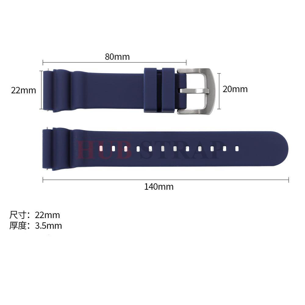 20mm 22mm Silicone Sport Strap Waterproof Diving Universal Watchband Stainless Steel Buckle Men Rubber Replace Watch Band Belt