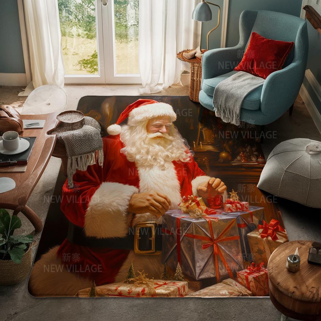 House Entrance Carpet Home Door Mat Living Room Bath Foot Bathroom Non-slip Water Absorption Rugs Bath Merry Christmas Winter