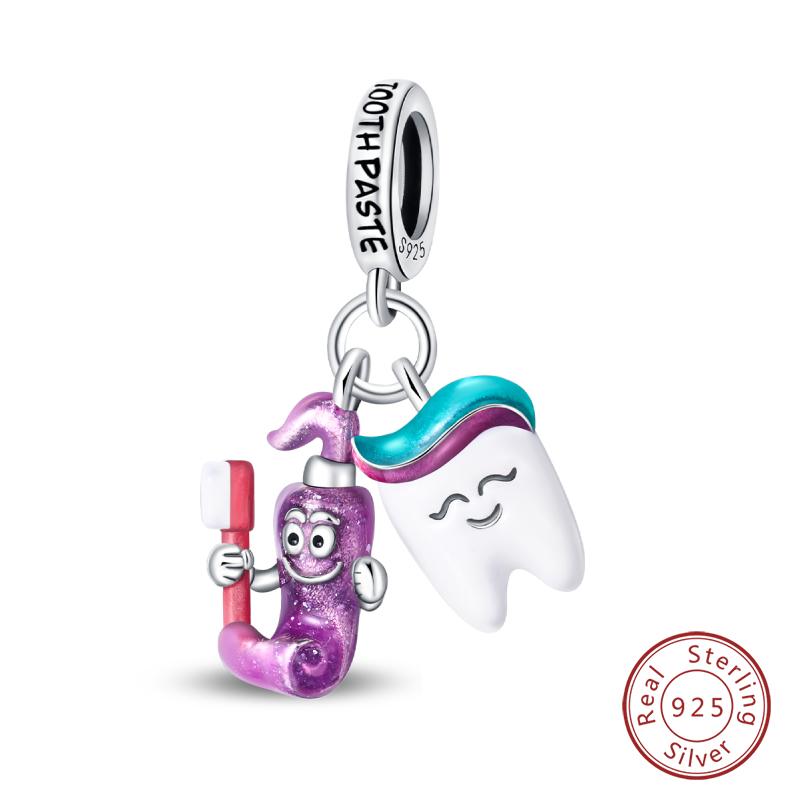 Purple Series Charms Beads 925 Silver Butterfly Firefly Spirit Snake Charm Fit Bracelet Woman DIY Jewelry