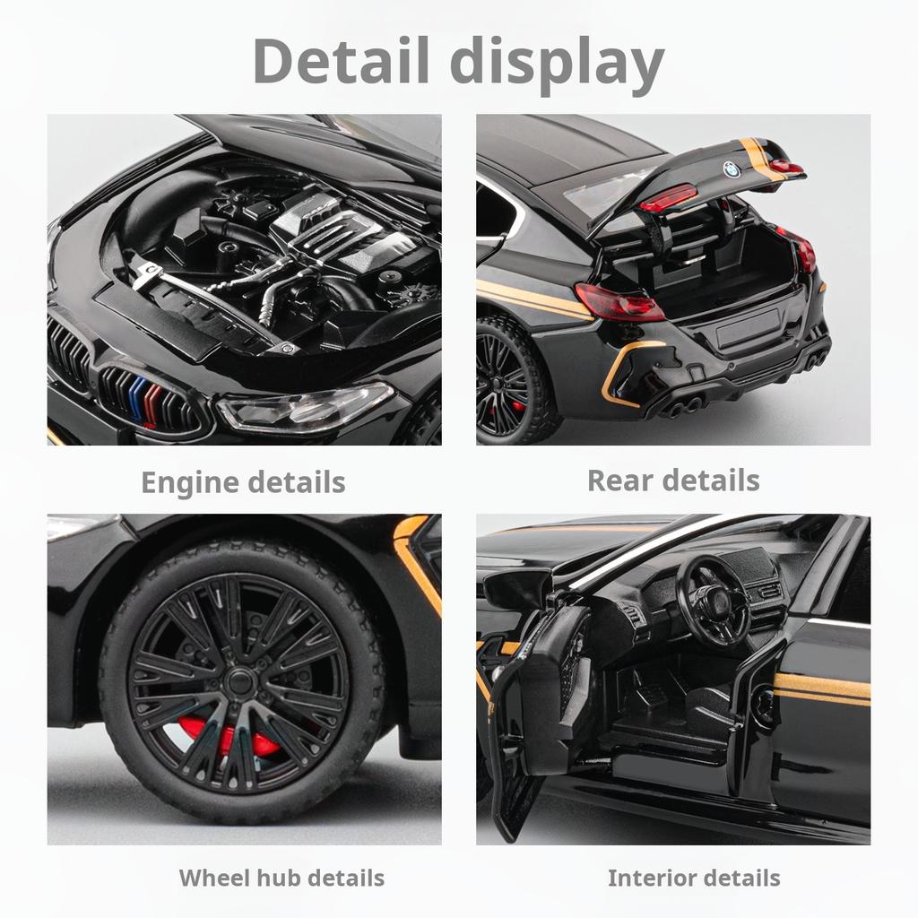 1:32 BMW M8 Exquisites Legierungs-Sportwagenmodell Simulation Rennsport Pull-Back-Spielzeug Jungen Superauto Sammlerstück Dekoration Jungen Geschenke