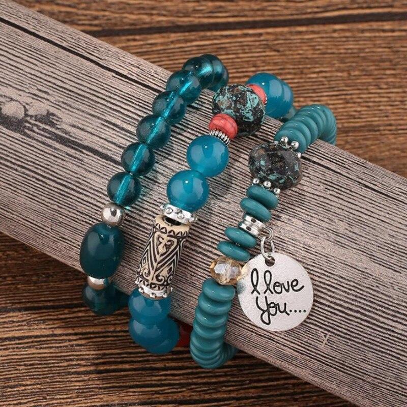 2023 New Bohemia Beaded Bracelets Set For Women Fashion Tassel Elastic Chain Bangles Ladies Trendy Party Jewelry Premium Gifts