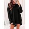BITCED Women's Fashion Casual Solid Color Print Long Sleeve O-Neck  Blouses & Shirts