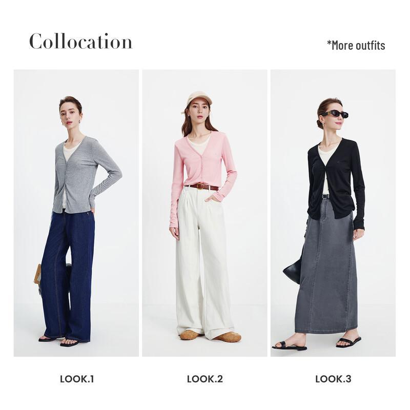 Navigare Women's Tencel Wool Blend Faux Two-Piece Knit Cardigan