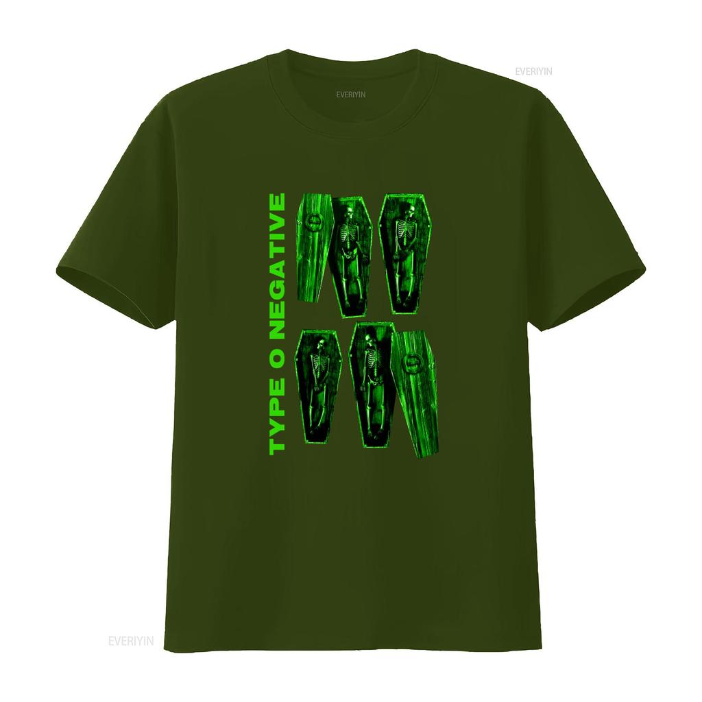 Type O Negative Coffin Skeleton T Shirt for Gothic Rock Band Vintage Washed Versatile Soft Designer Clothes Stretched Graphic