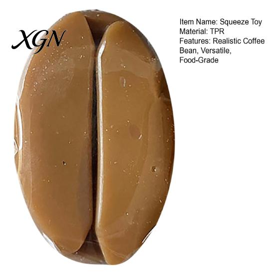Coffee Bean Keychain Squeeze Toy Realistic Food Healing Sensory Slow Rebound Office Desk Stress Shape Decompression Tool Portable Bag