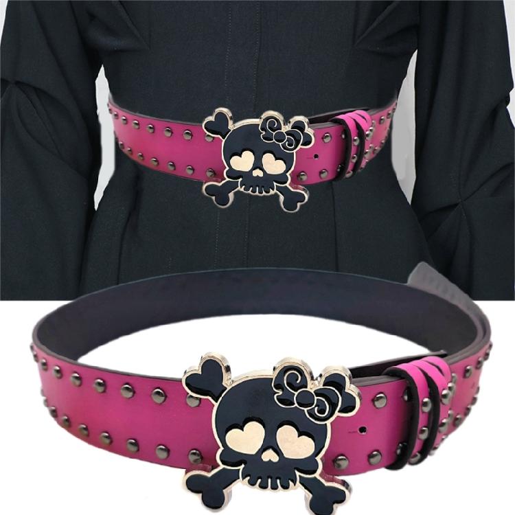 Pin Buckle PU Leather Belt Woman Casual Waist Decors Skull Belt 2000s Waiststrap