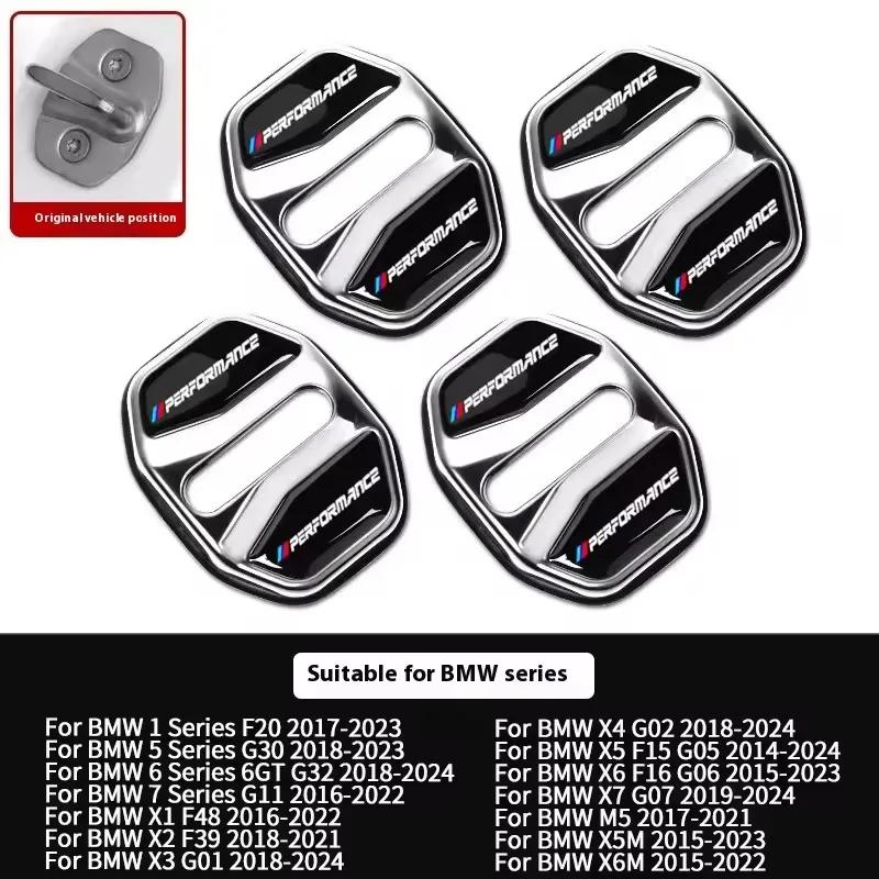 

For BMW 3 5 Series X1 X3 X4 X5 G20 G32 F48 G01 G02 G05 G07 G11 G22 G26 G60 G30 G45 4PCS Car Door Lock Cover Stickers Accessories B silver
