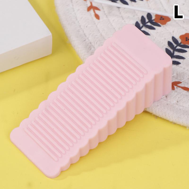 

Безопасный силиконовый дверной стопорный блок Клин Стопор для двери Домашние офисы Дверной задний фиксатор Ударный стопор Резиновые стопоры Без сверления L розовый