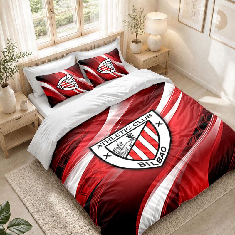 Bedding Set 1 Duvet Cover 2 Pillowcases Athletic Bilbao Football Print Bedroom Home Decoration