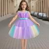 Girls Colourful Patchwork Princess Dresses Sleeveless Colour Patchwork Bowknot Dress Walking Piano Performance Dress 363  Girl's Favourite Dress