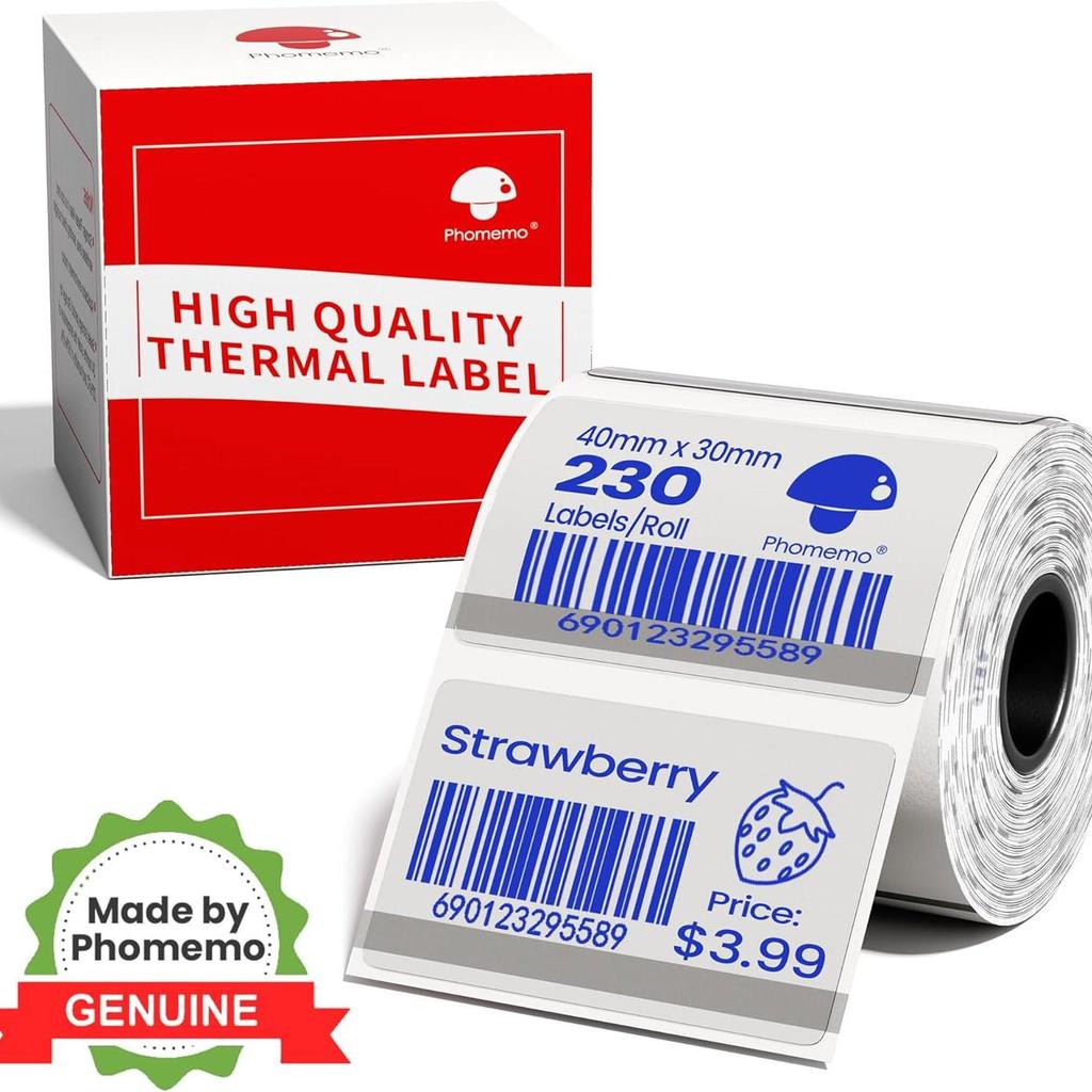 Phomemo M110 Thermodruck-Etikettenpapier: Selbstklebende, wasserdichte Preisschilder für Schmuck & Bekleidungsetiketten