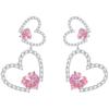 Pink Heart Zircon Jewelry Set for Women Luxury 5 Heart Necklace Double Heart Earrings Elegant Gift