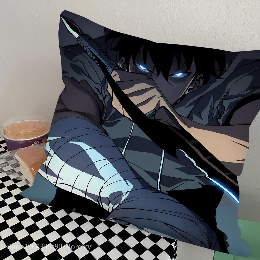 Anime S-Solo Leveling Pillow Case Square Pillow Bedroom Sofa Leisure Comfort Cushion Car Living Room Home Decoration