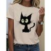 Women's T-Shirt Abstract Face Line Art Graphic Print Tops Casual O-Neck Short Sleeve Tee Summer Outdoor Fashion Female Clothing