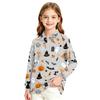 Girls School Uniform Long Sleeve Top with Halloween Print