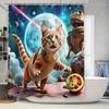 Kreativer Katzen- und Dinosaurier-Duschvorhang für Kinder und Haustiere - Lebendiges und lustiges Design - Perfekt für Badezimmer zur Aufwertung des Raumes