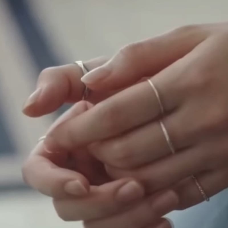 SHOVEOFF Silver 92.5 Twisted Wave Silver Ring Daily Point Couple Friendship Ring SVR-605