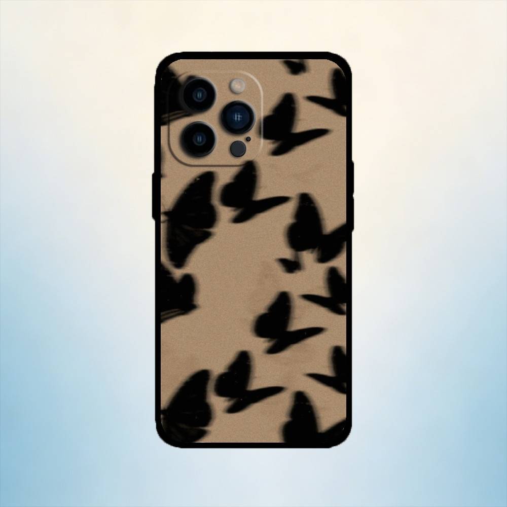 

AAA Black Butterfly Phone Case For iPhone 17,16,15,14,13,12,11 Plus,Pro Max,XS,Soft Silicone Black Cover iPhone14