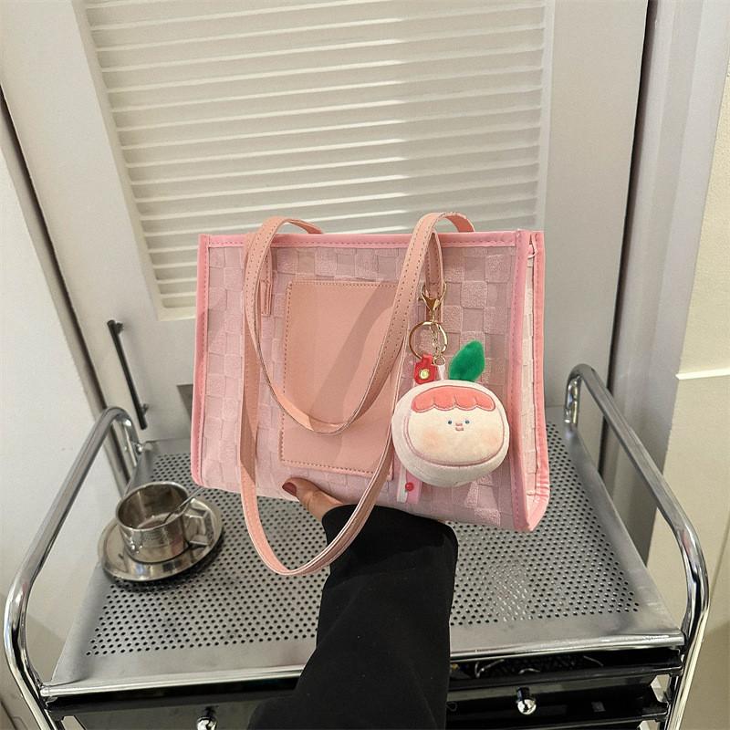 Vintage Student Tote Bag For Women Fashionable Casual Large Capacity Shoulder Bag