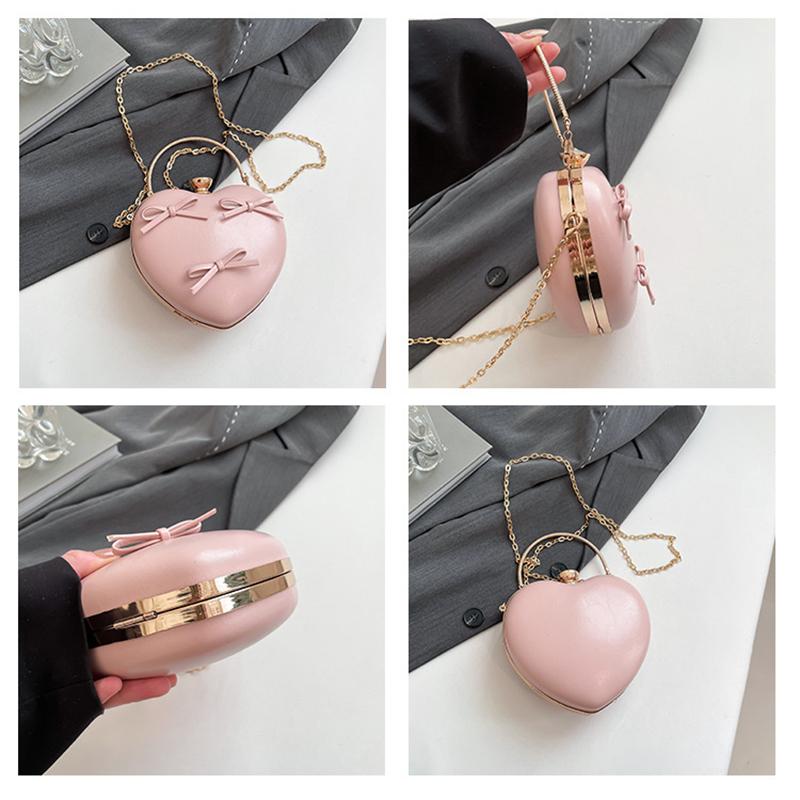 Female Shoulder Bags Advanced Fashion Blue Heart Bow New Trend Sweet Lovely Leisure Trend Solid Color Chain Simple Crossbody Bag AVE