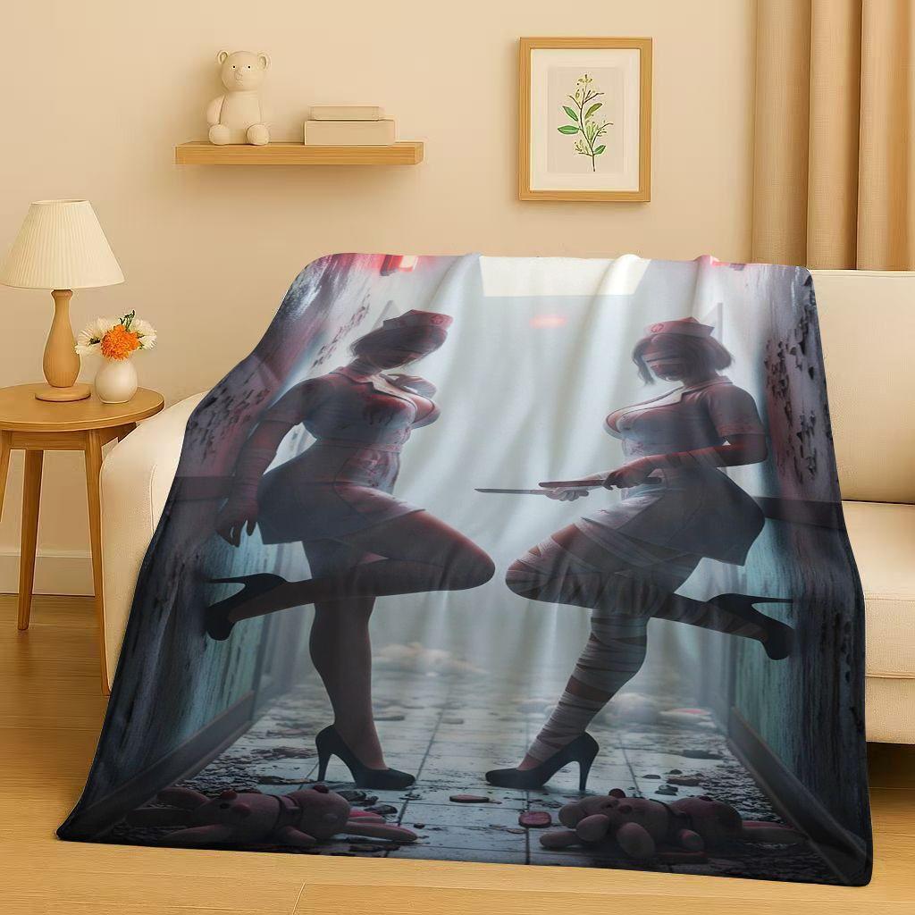 Classic Game Silent Hill Pyramid Head Horror Movie Flannel Blanket,Ultra Soft Warm Plush Throw for Home Bedroom Bed Sofa Cover