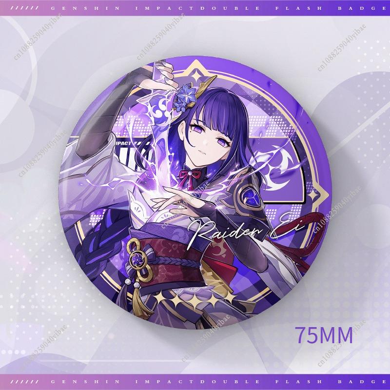 75MM Game Genshin Impact-3 Round Badge Anime Brooch Pin Cosplay Hu Tao Cartoon Figure Clothing Backpack Accessories Fans Gifts