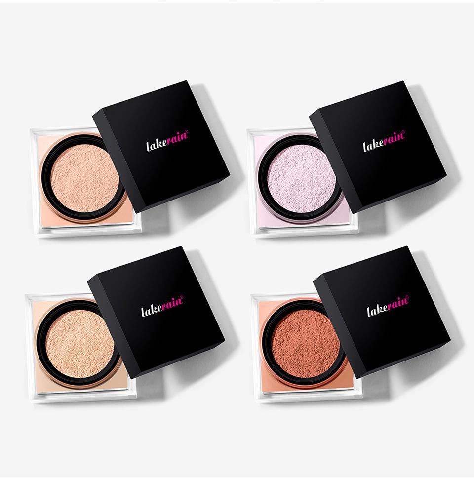 Lakerain Square Box Loose Powder: Natural Concealer, Long-Lasting, No-Smudge Makeup Setting Powder