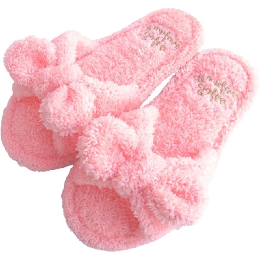 

Slippers Ribbon Cute Washable Indoor Towel Room Shoes Women s Fluffy (Rose Pink, 23.0-25.0 cm)