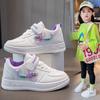 2024 Spring and Autumn New White Girls' Sports Shoes for Active Children, Breathable and Versatile, Perfect for Casual Wear.