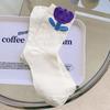Women Socks Japanese Korean Style Cartoon Flower Rabbit Harajuku Cute Kawaii Mid Tube Breathable Casual Short Cotton Socks