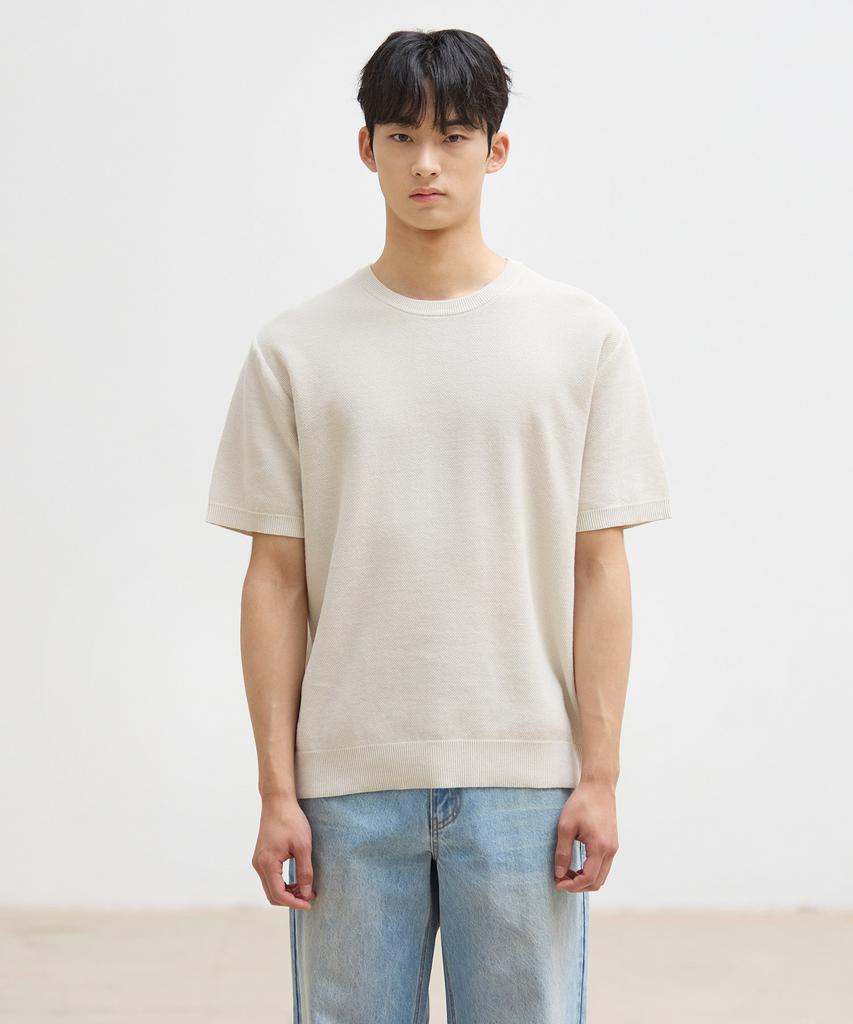 STCO Round Kaneko Texture Solid Knit_Ivory (Semi-Oversized Fit)_Sktxb57Nsi