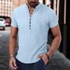 Summer Men's Stand Up Collar Casual Short Sleeved Shirt