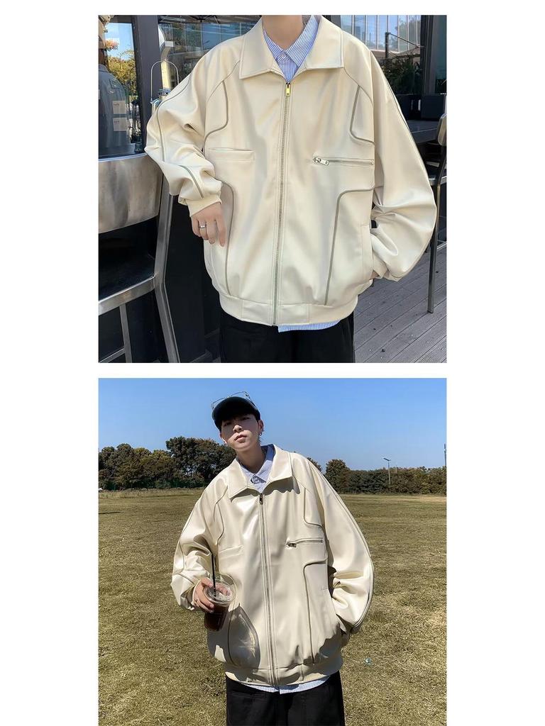 Men's Retro PU Leather Jacket - Trendy Korean Style, Street Fashion, Hip Hop Cardigan, Autumn/Winter Outerwear