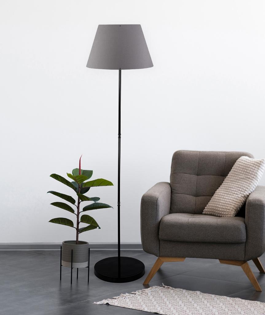 

Art Black Metal Footed Floor Lamp Anthracite Conical Fabric Head Corner Lamp