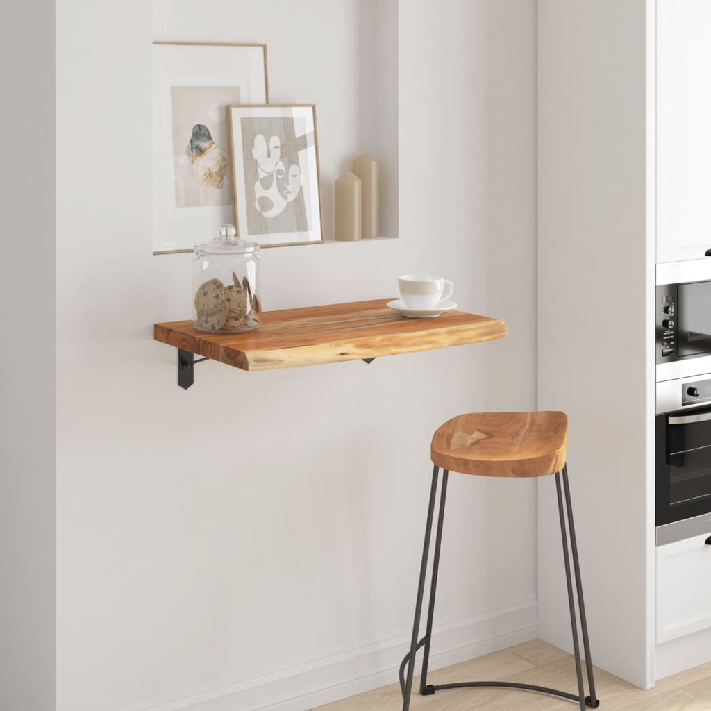 Wall Shelf 40 x 40 x 2.5 cm Square Solid Acacia Wood with Natural Edge