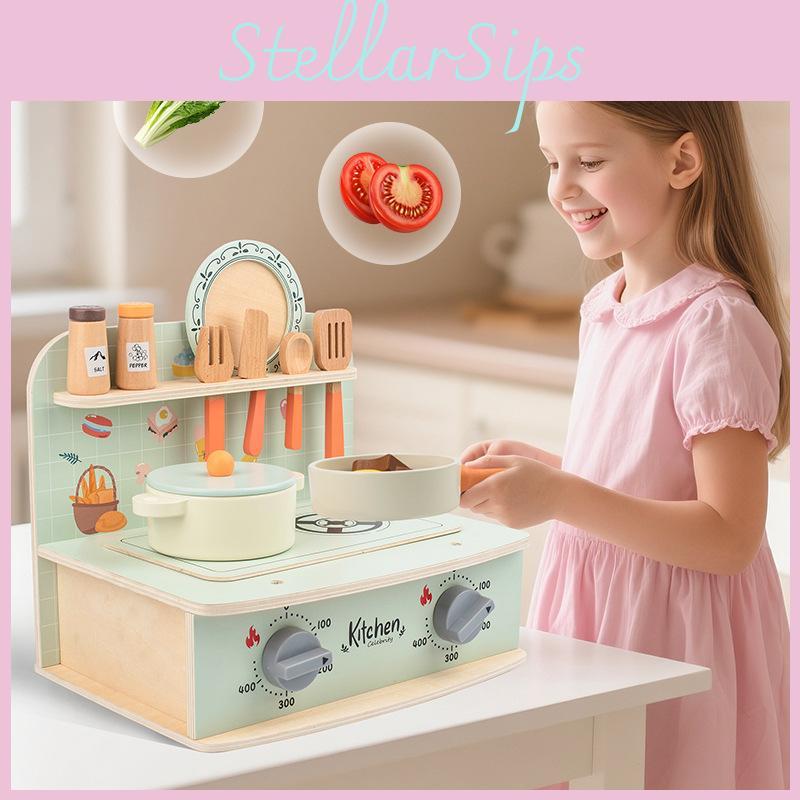Wooden Mini Simulation Kitchen Utensil Set Children Toys For Imaginative Role Play
